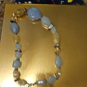 Elegant Blue and Gold Beaded Necklace